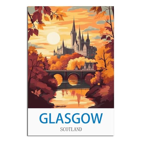 Affiche de voyage vintage Glasgow Scotland poster décoration murale 50x75cm
