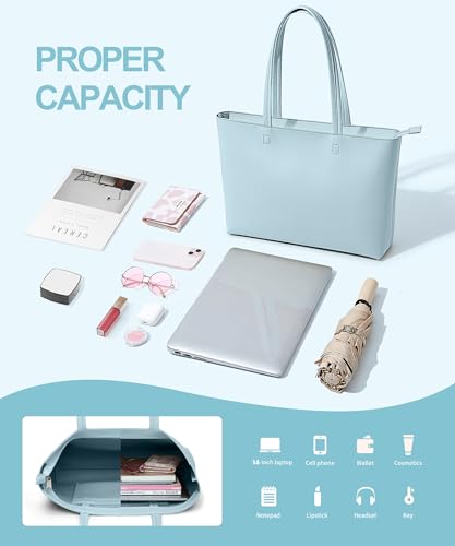 Image of KALIDI Tote Bag Zipper Shoulder Bag Faux Leather Purses Satchel for Women Casual Handbag Work Dating College
