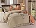 Chezmoi Collection 7-Piece Kariya Embroidery Bamboo Comforter Set, Full, Rust/Light Taupe by Chezmoi Collection