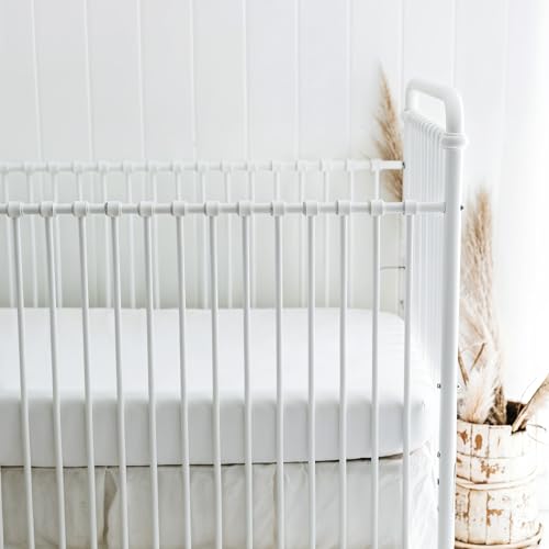 Image of Crib Sheets for Boys & Girls - 2 Pack Fitted Baby Crib Sheets Neutral for Standard & Toddler Bed Mattress - Buttery Soft Organic Cotton Blend (Moonlit White)