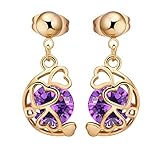Pendientes de oro de 9 quilates para mujer, corazón hueco con moissanita redonda cuelgan para mujer