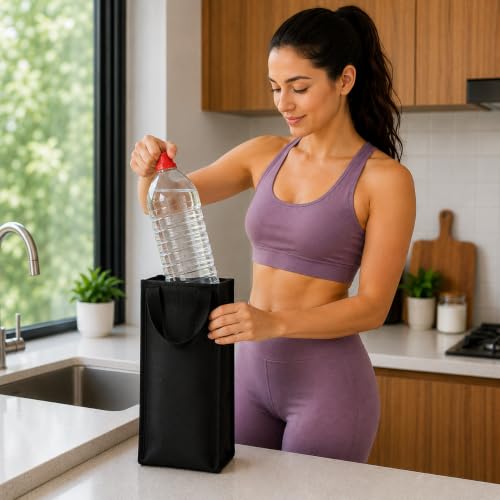 Image of Aklima 2-Litre Water Bottle Carrier Bag | Black | Insulated Tote with Handles | Reusable, Eco-Friendly Bottle Bag for Travel, Gym, Office, Outdoor Activities