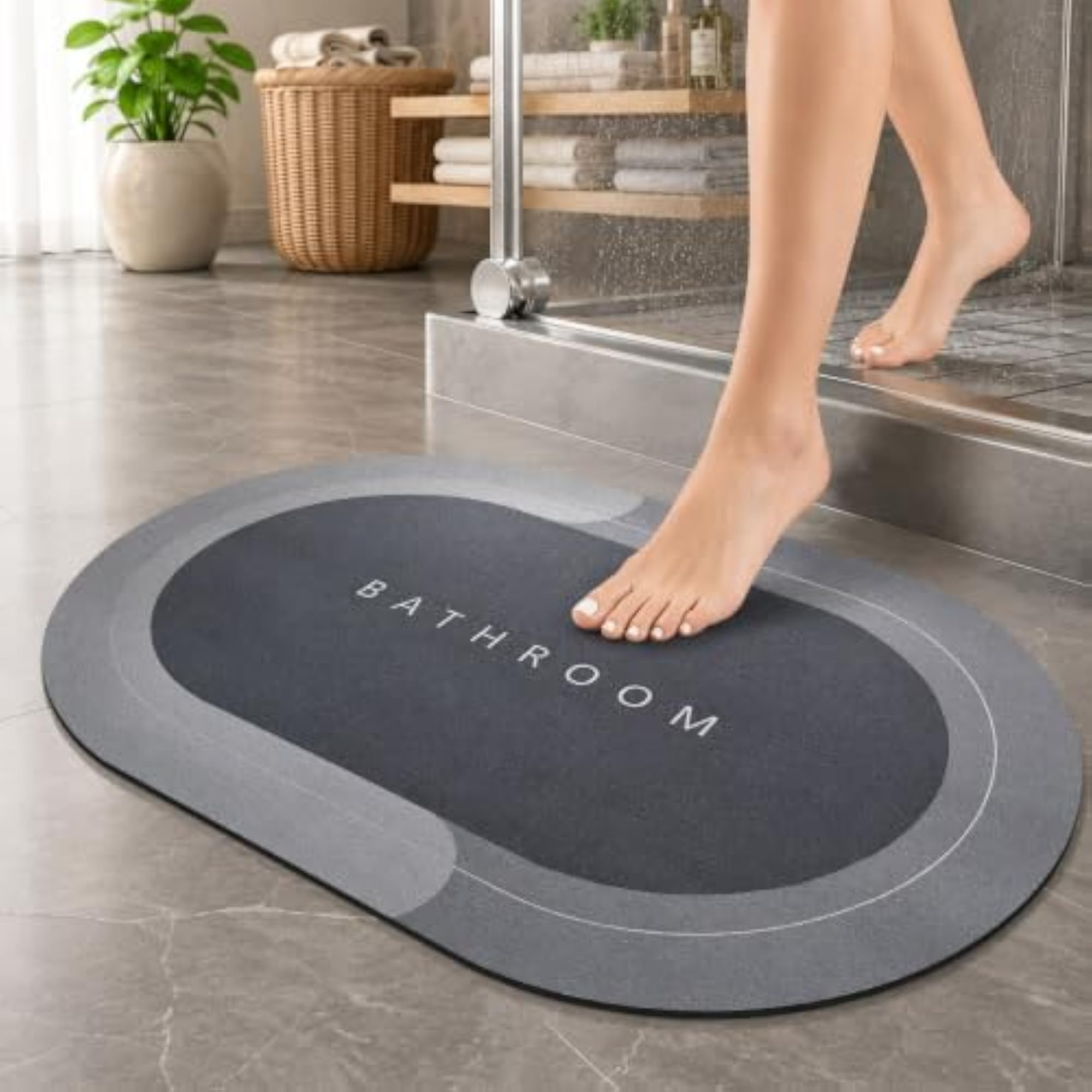 2 Piece Quick Dry Bathroom Mat Set, Super Absorbent