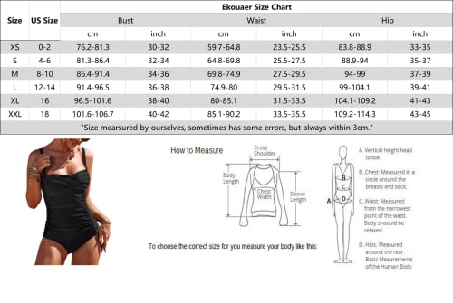 Ekouaer Vintage Retro Bathing Suit For One Piece Monikini Swimsuit, Red, Medium #TOP5