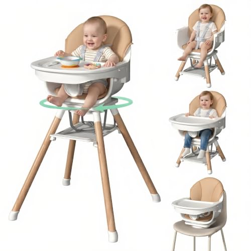EROMMY 6-in-1 Swivel Baby High Chair