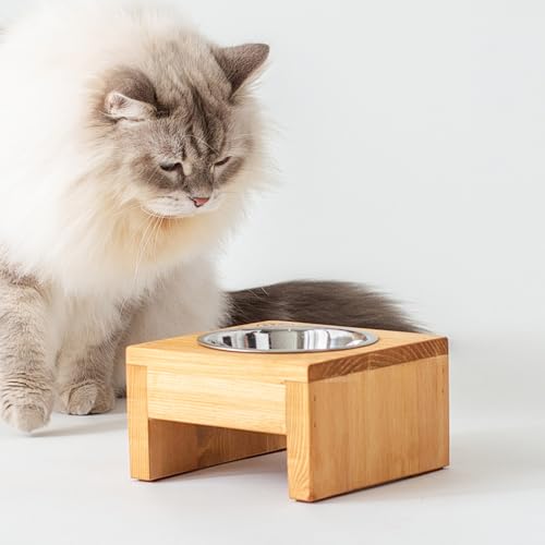 ペット用 フードボウル シングル 食器台 (縦横16cm × 高さ9cm) 無地