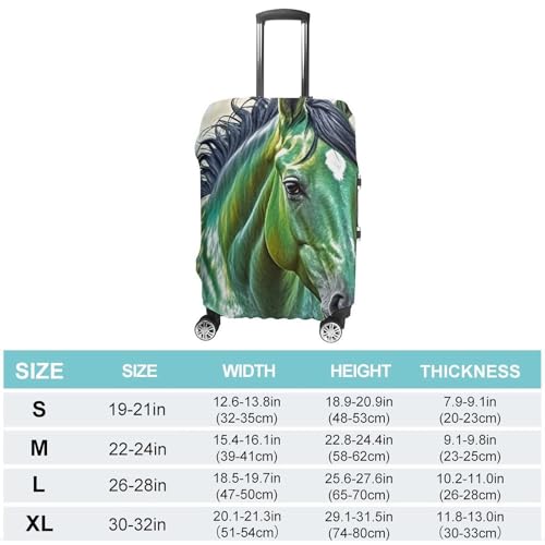 Green Horse Printed Luggage Cover Protector, Fits 18-32 Inch Luggage2