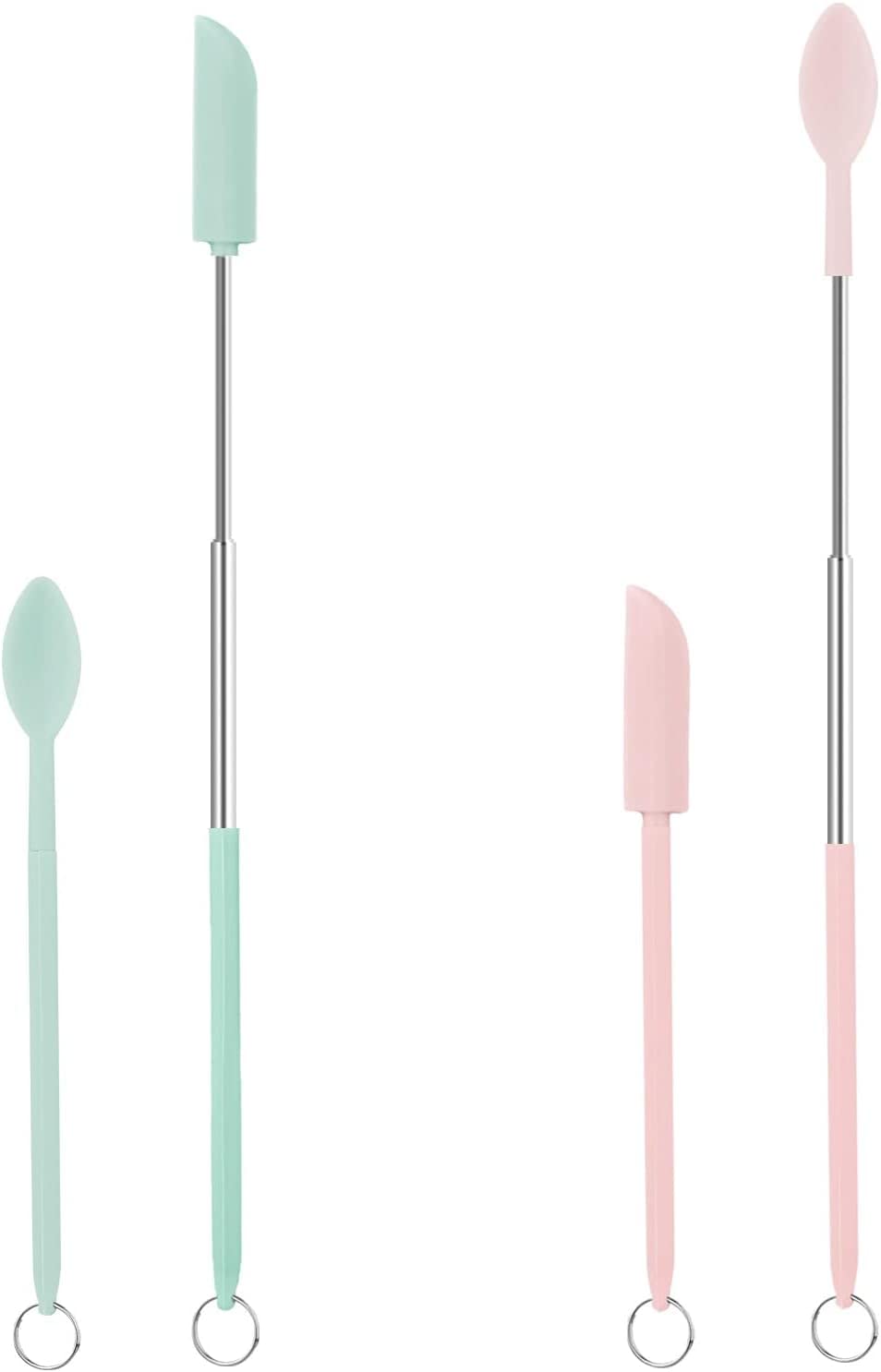 Mini Silicone Telescopic Spatula - with Hanging Handle Size Adjustable Heat Resistant Spatulas Makeup Spatula,for Bread Cream Kitchen Cooking Cosmetics Beauty (4 Pcs)