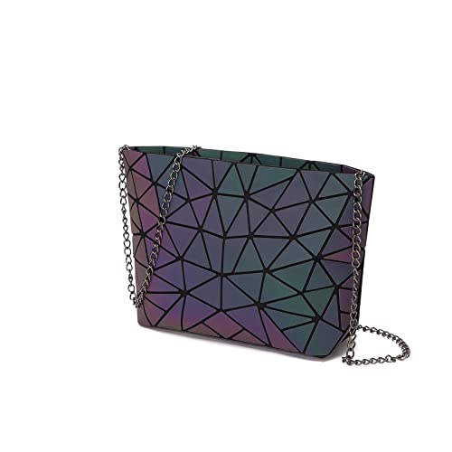 Esovio Geometric Holographic Tote Handbag With Crossbody Purse For Women Iridescent Purse Reflective Purse #TOP5
