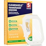 ClearShield Transparenter Folienverband, 10,2 x 12,1 cm, 50 Stück, wasserdichte Bandagen, atmungsaktiv, hypoallergen, Klebepflaster für postoperative Duschen, IV-Schild, Tattoo-Nachsorge