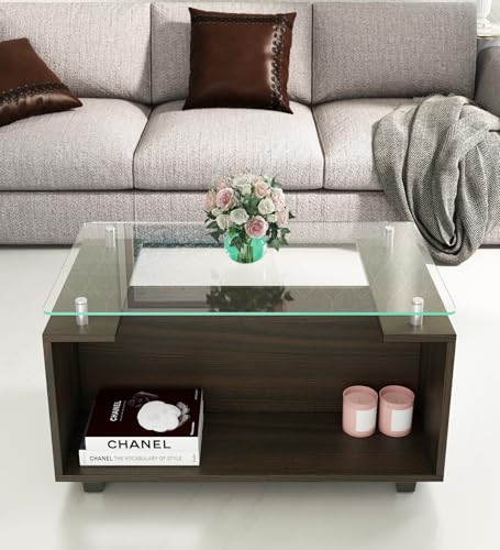 Image of Spacewood Center Table | CT 112 | 3 Year Warranty | Coffee Table, Tea Table, Center Table for Living Room, Coffee Table for Living Room| Fumed Oak