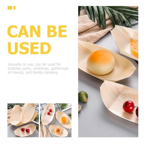 Platos desechables Zerodeko forma bote de madera 100 pcs miniatura 5