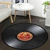 KeepCute Teppich mit Musikaufzeichnung, rund, 91 cm Durchmesser, rutschfest, für Schlafzimmer, Wohnzimmer