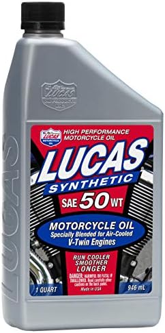 Lucas Oil 10765 Synthetic SAE 50 V-Twin Motorcycle Oil - 1 Quart (Pack of 6)