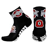 NCAA Ohio State Buckeyes Men's Quarter Socks, Black/Scarlet/White/Gray