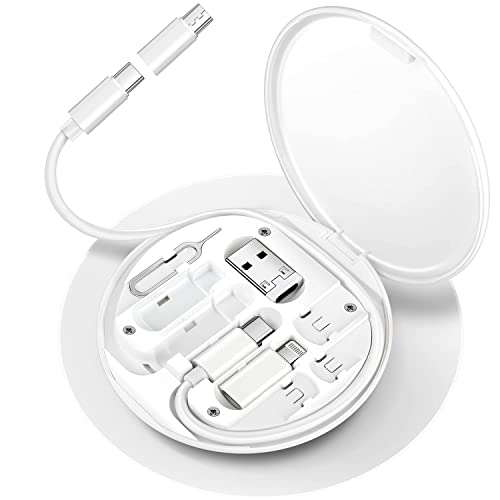 Image of JGD PRODUCTS All In One 60W USB Fast Charging Travel Cable Set Type C, Lightening and Micro USB Port Inbuilt Mobile Stand Compatible with iPhone, iPad,Samsung,OnePlus, Mi,Oppo,Vivo,iQOO (White)