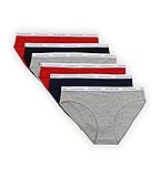 Tommy HilfigerWomensCotton Bikini Panties | 6 Pair PackHeather Grey/Navy /Red /BlackMedium