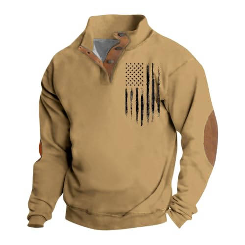 FONMA Camo Quarter Zip Long Sleeve Shirts for Men Winter Sweater Pull Over Sweaters with Pockets Small Beige 3Xl