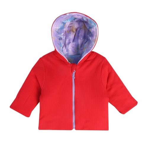Image of miniklub Baby Hooded Full Sleeve Knitted Cotton Jacket (Red /Purple Color)