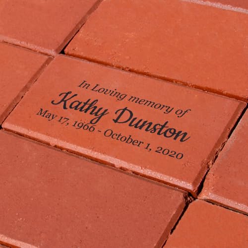 PlaqueMaker in Loving Memory Personalized Memorial Brick, 8x4 inches, Custom Engraved with Name and Dates, Red/Brown - Thumbnail 5