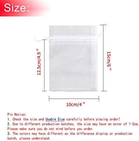 Bezall 100Pcs White Organza Bags 4x6 Inches, Mesh Drawstring Wedding Favors Gift Bags Jewelry Pouches Christmas Candy Bags — view 2