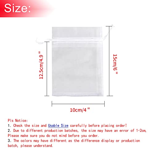 Image of Dealglad 100pcs Drawstring Organza Jewelry Candy Pouch Party Wedding Favor Gift Bags (4x6 inch, White)