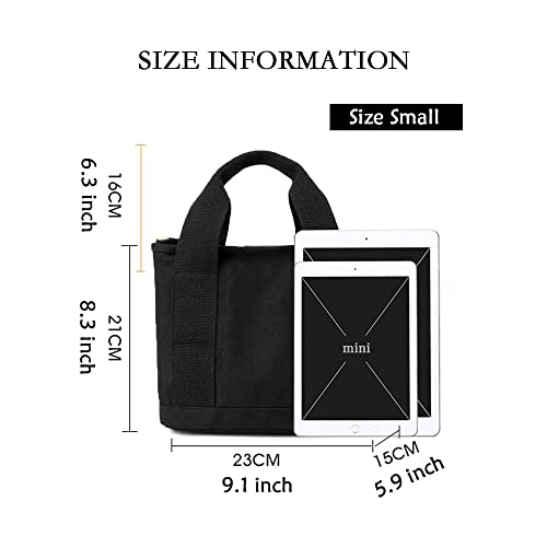 Canvas Tote Bag Women Small Handbag Stylish Satchel Bag Mini Fashion Shoulder Bag Japanese Crossbody Bag Travel Bags (One Size, 1 Black) #TOP3
