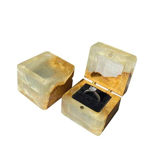 Amazon.com: square proposal ring box, engagement ring box (white ...