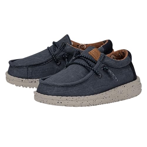 Image of HEYDUDE Wally Toddler Washed Canvas | Boy's Loafers | Boy's Slip On Shoes | Comfortable & Light Weight