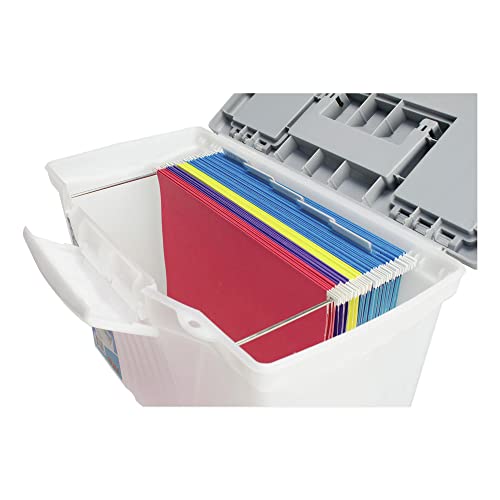 Storex 61511U01C Portable File Storage Box W/Organizer Lid Letter/Legal Clear #TOP4