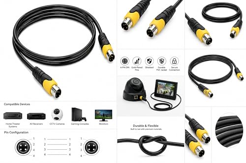 Image of MX 4-Pin Mini DIN S-Video Cable - 1.5m (4.9 ft) Male-to-Male, Gold-Plated Connector for Home Theater, DVD, TV, VCR, DVR, and PVR Systems