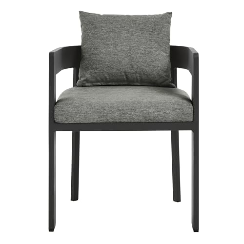Modway Tahoe Outdoor Patio Powder-Coated Aluminum Fabric Dining Chair in Gray Gray - Patio Metal Dining Chair with Cushions - Accent Armchair - Dining Chair with Armrests - Modern Outdoor Seating by Modway - Image 8