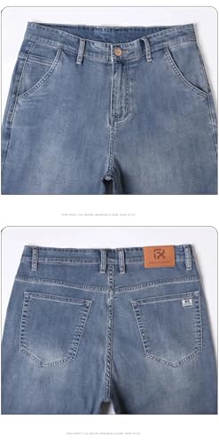 Men's Summer Lyocell Baggy Jeans Thin Breathable Straight Pants Vintage Business Denim Trousers2