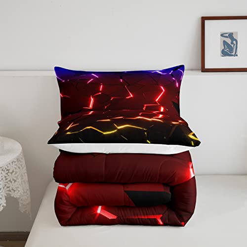 Juego de edredón de panal de abeja y ropa de cama con estampado hexagonal acolchado multicolor 6