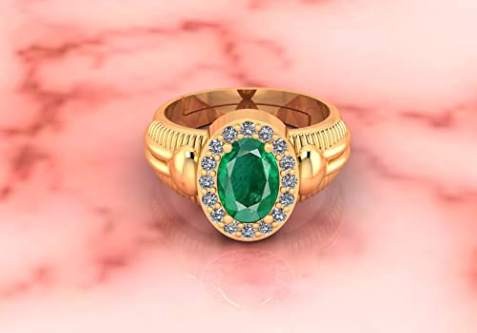 925 Sterling Silver Gold Plated Adjustable Ring, 11.25 Ratti Emerald