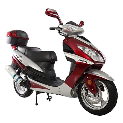 X-PRO 200 Adult Scooter EFI Fuel Injection Scooter Assembled in Crate (Burgundy, Assembled in Crate)