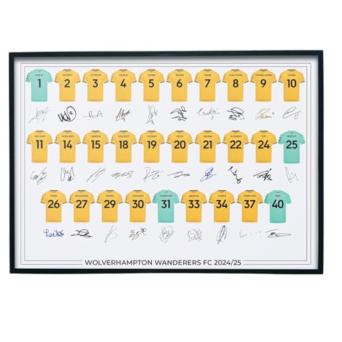 Wolverhampton Wanderers FC - Póster firmado del equipo 2024-25 autografiado por Full Squad, regalos de Wolverhampton Wanderers A4 solo impresión
