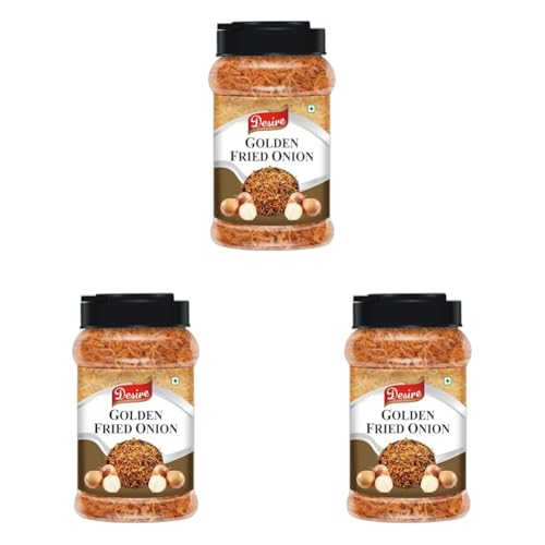 Image of Desire Golden Fried Onion 500g | Pack of 6 in Jar Flakes |Birista | Fried Pyaz Used for Biryani,gravies, Indian Curries