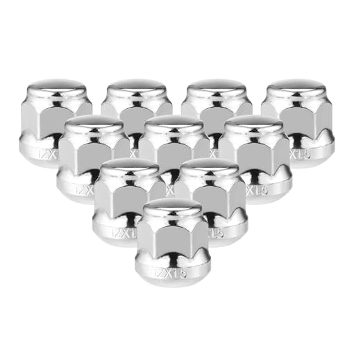 Image of 10 Pcs Wheel Lug Nuts Compatible for Honda Accord Civic, Durable Chorme Plated M12x1.5 Carbon Steel Silver Tone Tire Lugnuts