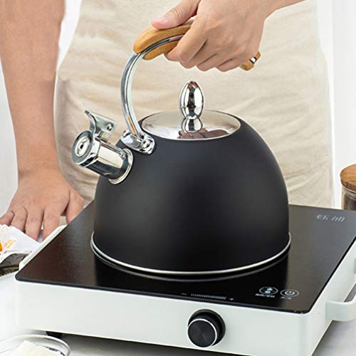 DOITOOL Chaleira de chá com cabo de madeira, bule de chá de aço inoxidável de grande capacidade, rec