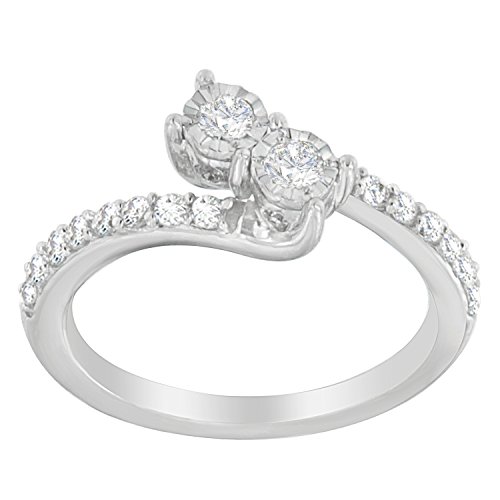 Original Classics 10K White Gold Two-Stone Miracle-Set Diamond Ring (1/2 Cttw, H-I Color, I1-I2 Clarity) - Size 6