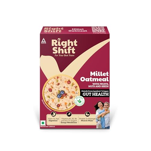 Image of Right Shift High Protein Oats with Real Fruits, Nuts and Seeds, 240g | No Refined Sugar, Sweetened with Jaggery | No Preservatives | Clinically Proven Ingredients for Gut Health