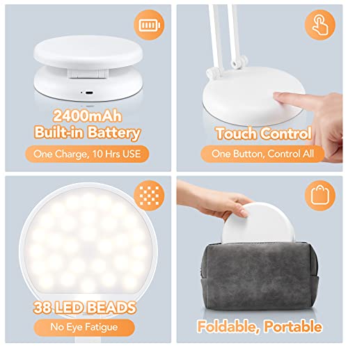 Battery Operated Lamp Small Desk Lamp Foldable & Potable, 8 Brightness Rechargeable Lamp Battery Lamp Wireless Lamp Mini Lamp, Dimmable Study Lamp Portable Light Cute Desk Lamp, Battery Operated Lamp #TOP4