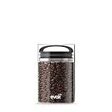 Evak Fresh Saver Airless Canister, Glass & Stainless, Black Gloss handle, Small