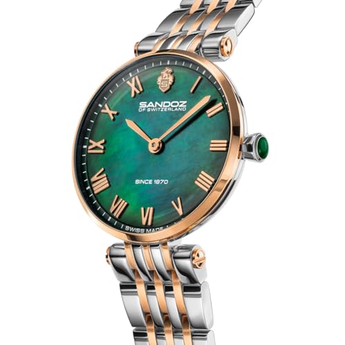 Image of SANDOZ Orangerie Premium Swiss Made Quartz Green MOP Dial Watch for Women - SZWLG0001704
