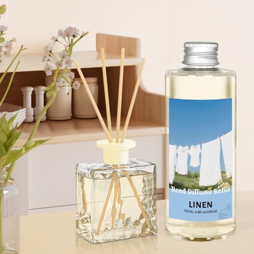 Image of STRN Reed Diffuser Refill, Linen Scent Diffuser 200ml (6.8 fl.oz), Room Fresheners for Home, Long-Lasting Fragrance for Living Room, Bedroom, Office