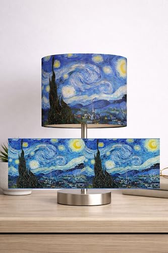 Image of Vincent Van Gogh lightshade Starry Night Handmade Lampshade Multiple Sizes - (20cm x 18.5cm Table)