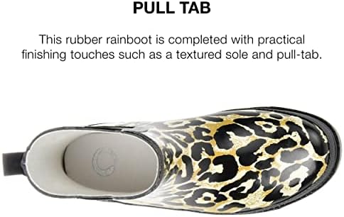 Journee Collection Womens Tekoa Rain Boot with Easy Pull On Design, Leopard, 10 | Image 3