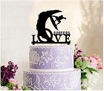 Davebu57 Decoration De Gateau Cupcake Topper Anniversaire Mariage Anniversaire Fete Surf Planche De Surf Silhouette Amazon Fr Cuisine Et Maison