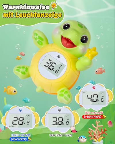 Seeschildkröte Baby-Badethermometer Digital – Badethermometer für die Babybadewanne, Wasserthermometer für Babys mit klarer Anzeige, für sicheres Baden von Neugeborenen und Kleinkindern